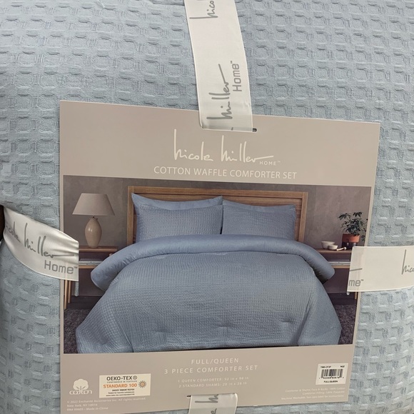 Nicole Miller Bedding Nicole Miller 3 Piece Queen Blue Cotton